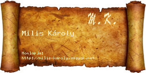 Milis Károly névjegykártya